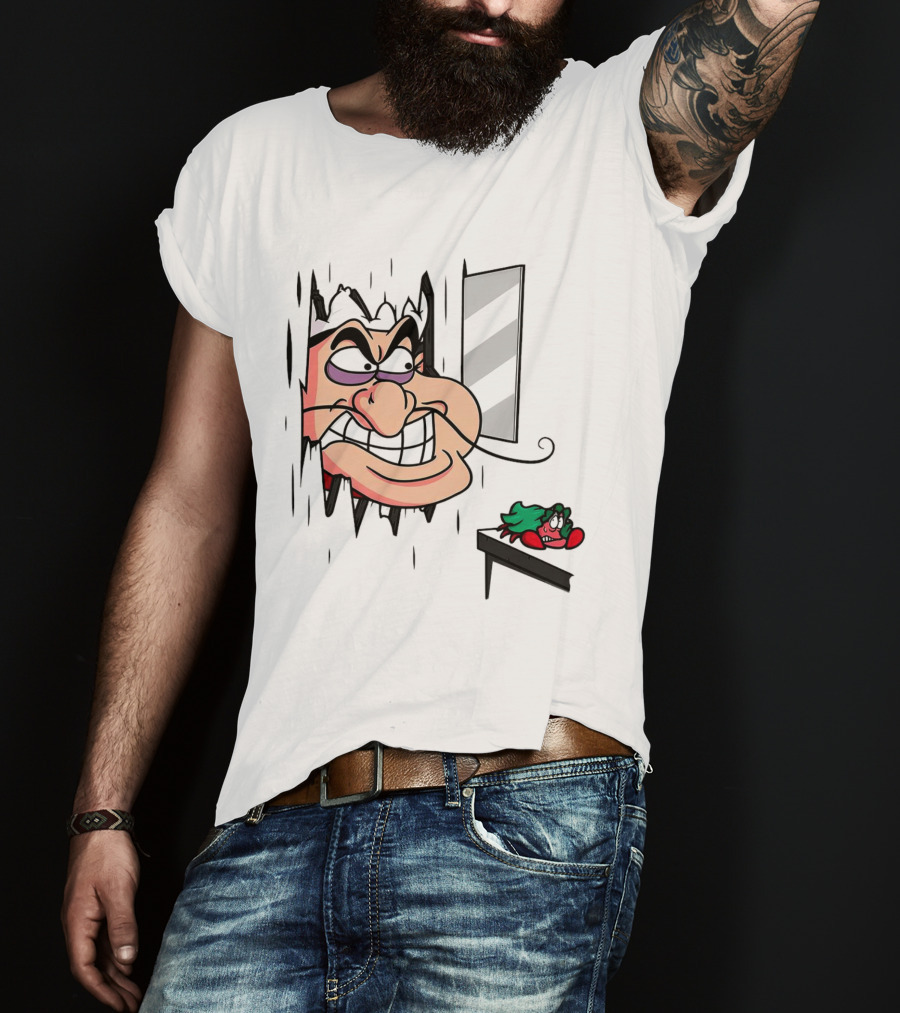 Chef Louis The Little Mermaid Cartoon Illustration With Louis Peeking Through Doorway T-Shirt