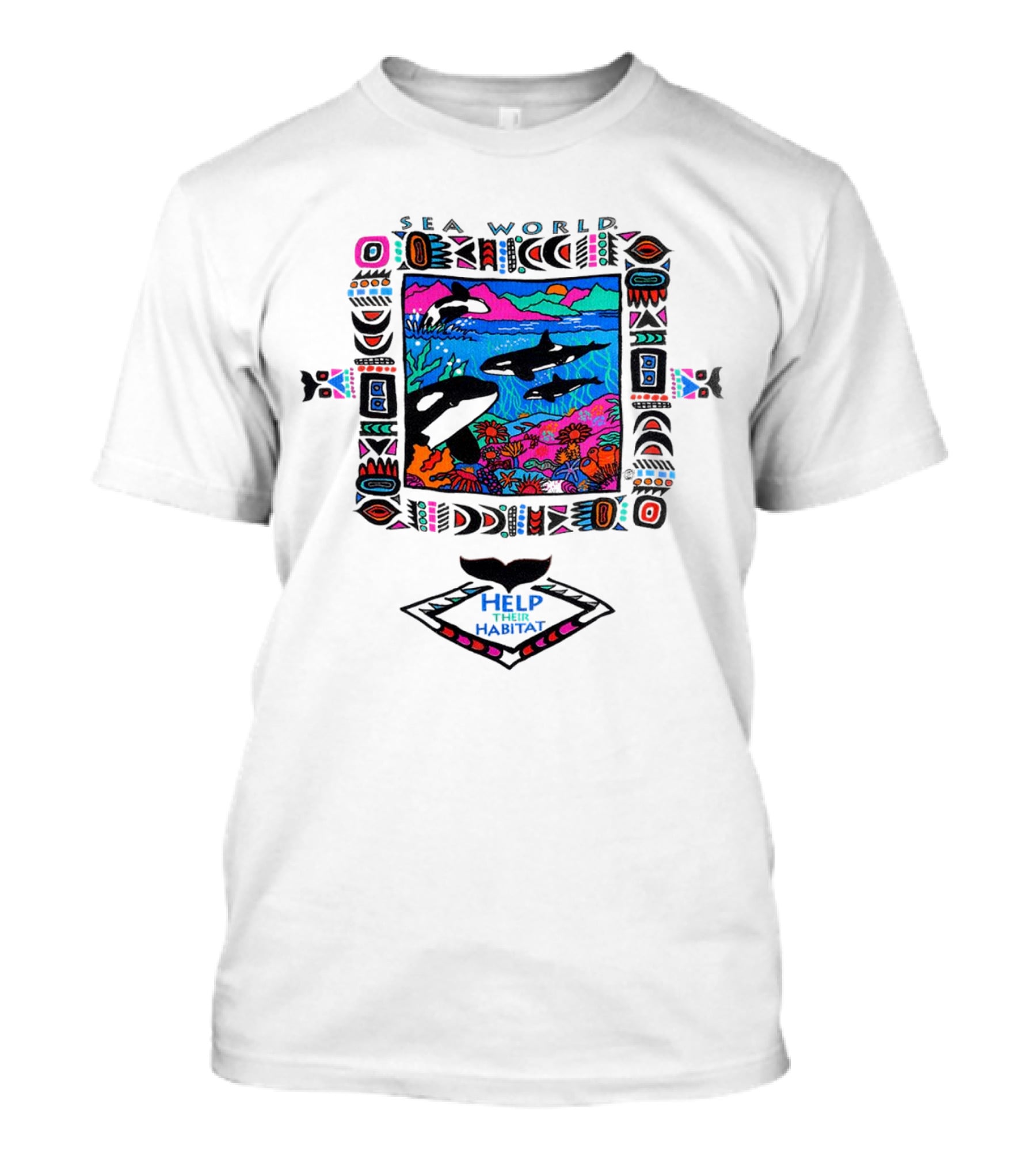 Sea World Bright Neon Orcas Help Their Habitat T-Shirt