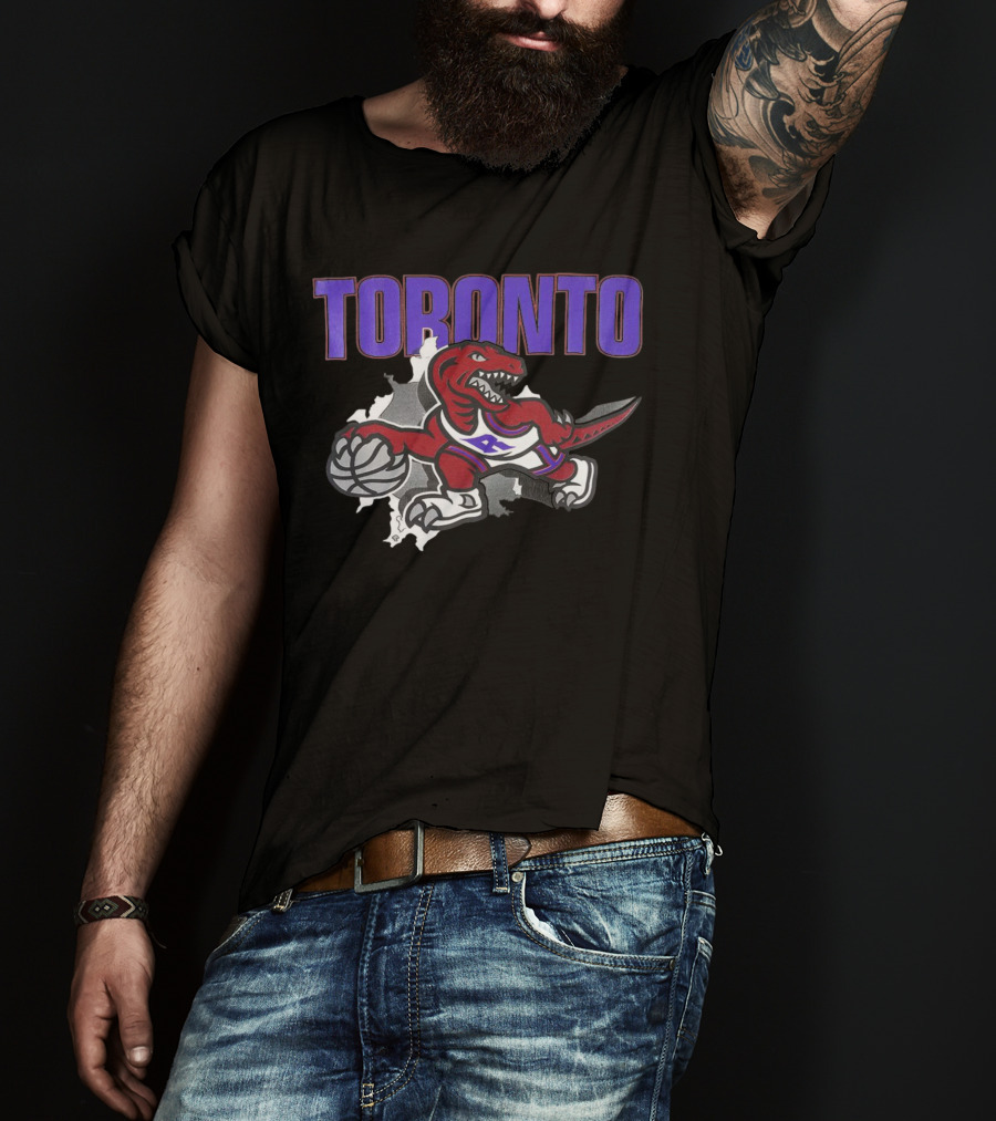 Toronto Raptors Basketball Dinosaur Logo Badge T-Shirt