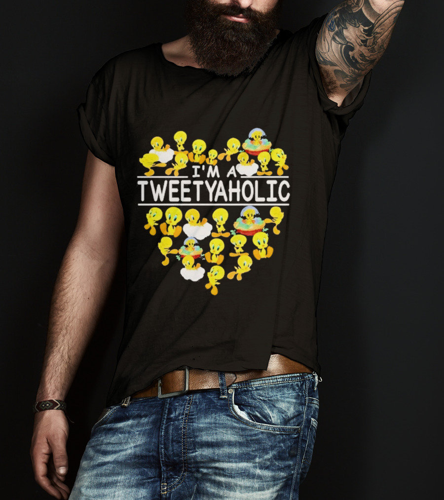 I'm A Tweetyaholic Heart Design Featuring Multiple Tweety Bird Poses T-Shirt