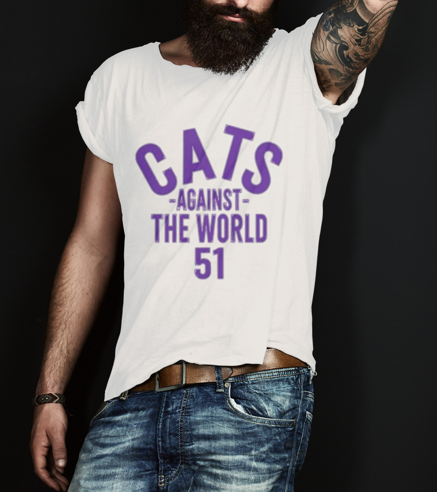 Northwestern Coaches Cats Against The World 51 Retro Purple T-Shirt