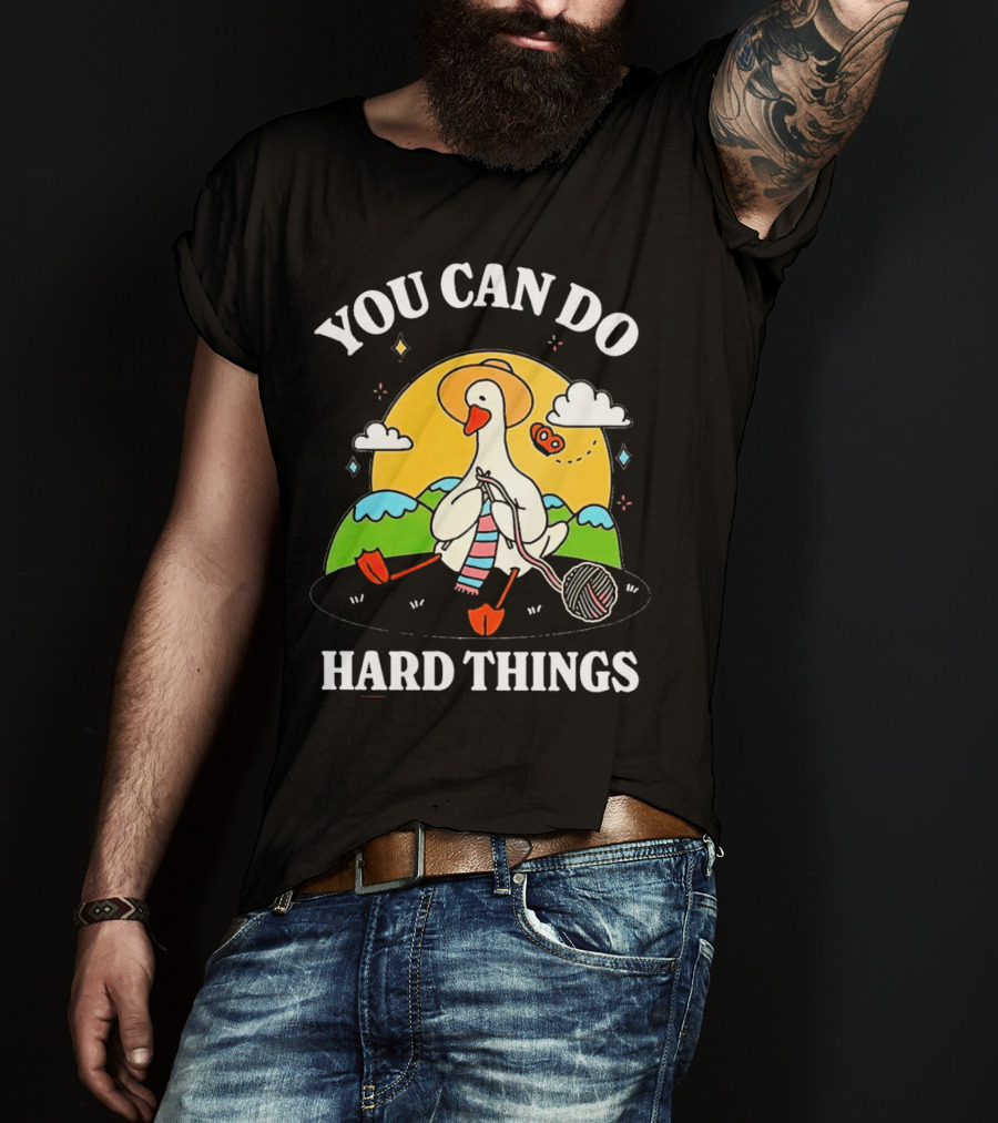 Duck You Can Hard Things Teacher Happy Duck In Hat With Scarf And Whistle T-Shirt