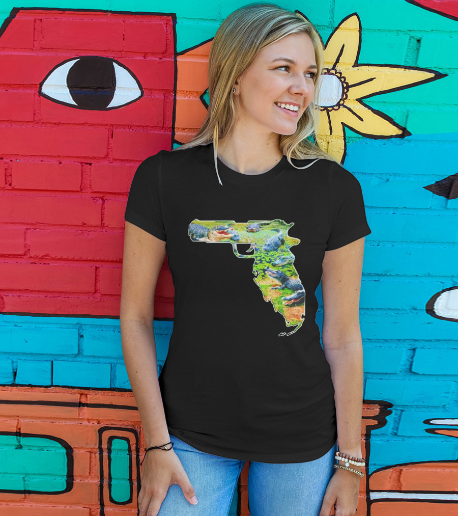 Florida Alligator Shape Gun T-Shirt