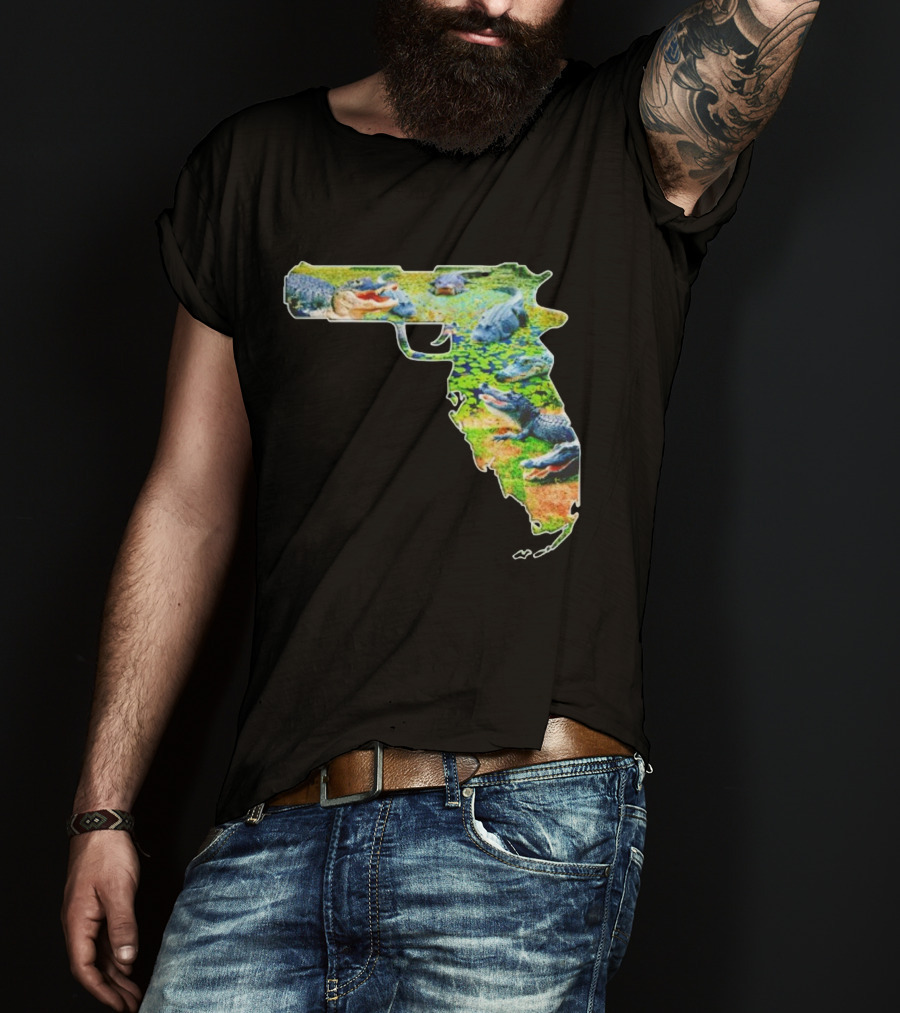 Florida Alligator Shape Gun T-Shirt