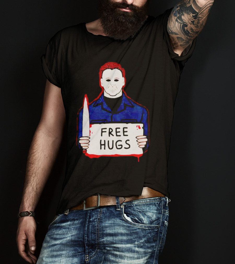 Free Hugs Michael Myers Knife Halloween Horror T-Shirt