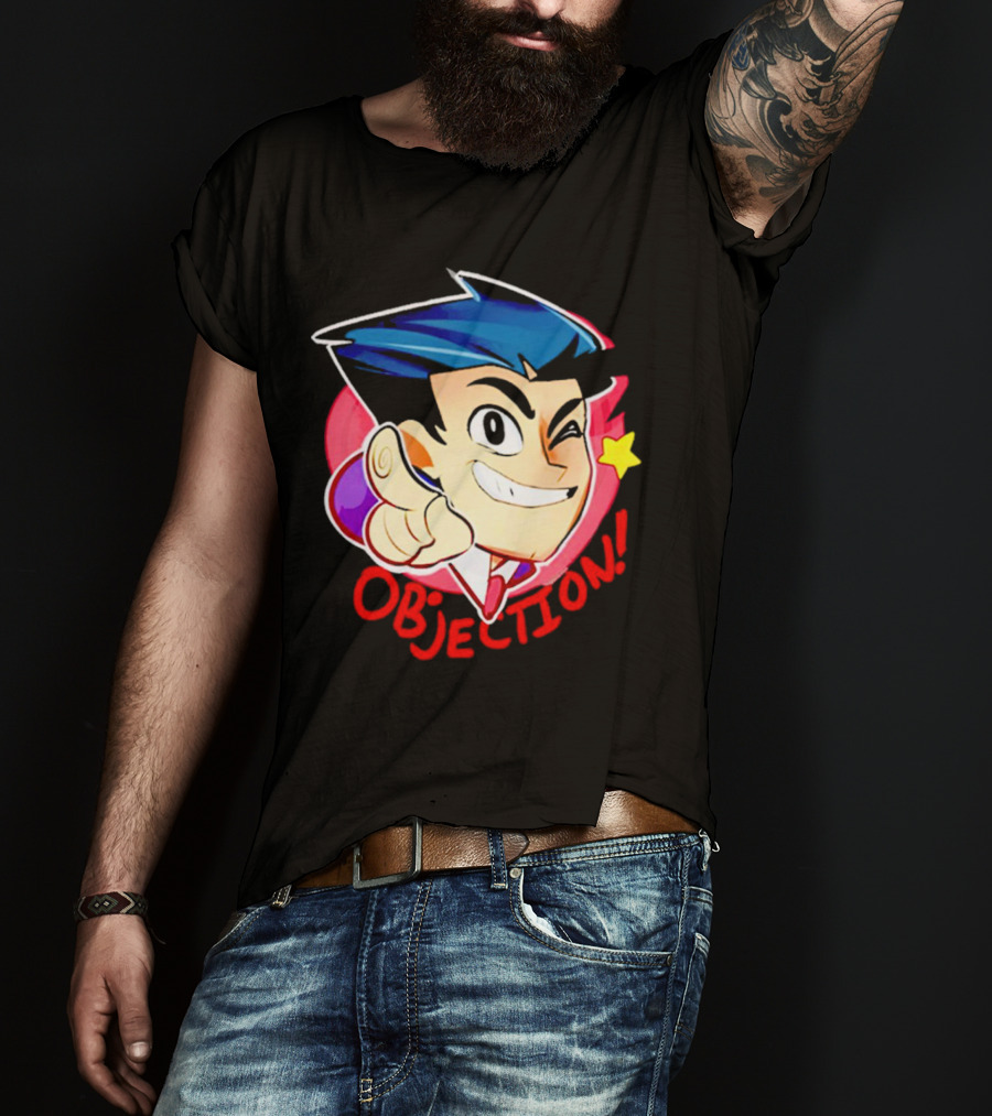Phoenix Wright Ace Attorney Objection Winking Pose T-Shirt