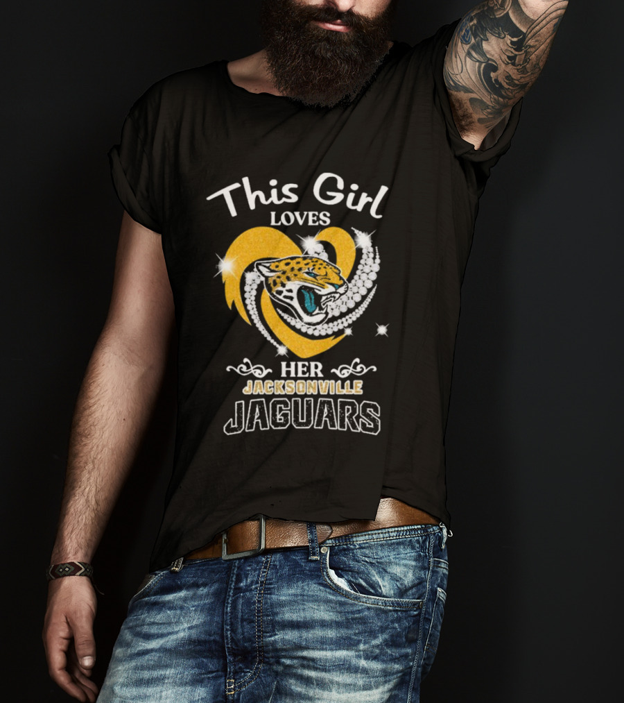 This Girl Loves Her Jacksonville Jaguars Heart With Diamonds And Jaguar T-Shirt
