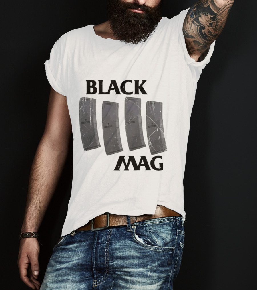 BLACK MAG Scratched And Weathered Magazines T-Shirt