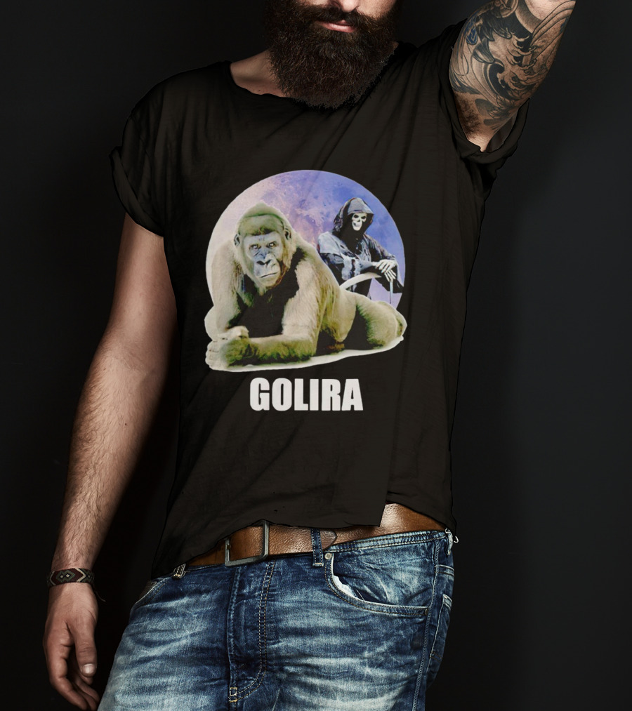 Gorilla With Grim Reaper In Cosmic Golira Scene T-Shirt