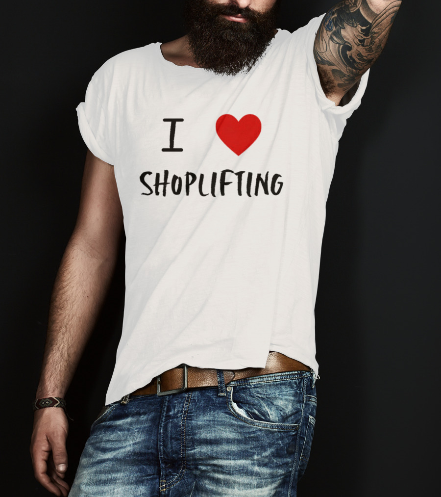 I Love Shoplifting Heart T-Shirt