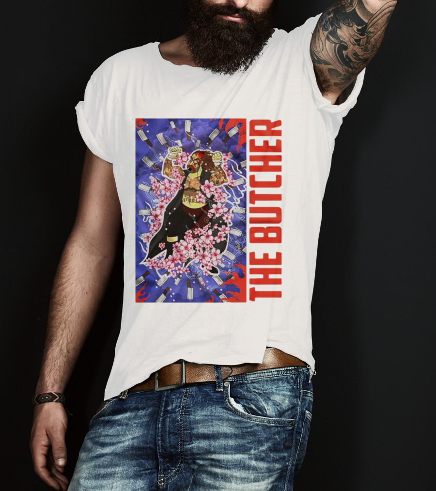 THE BUTCHER Cherry Blossom Blades Power Stance T-Shirt