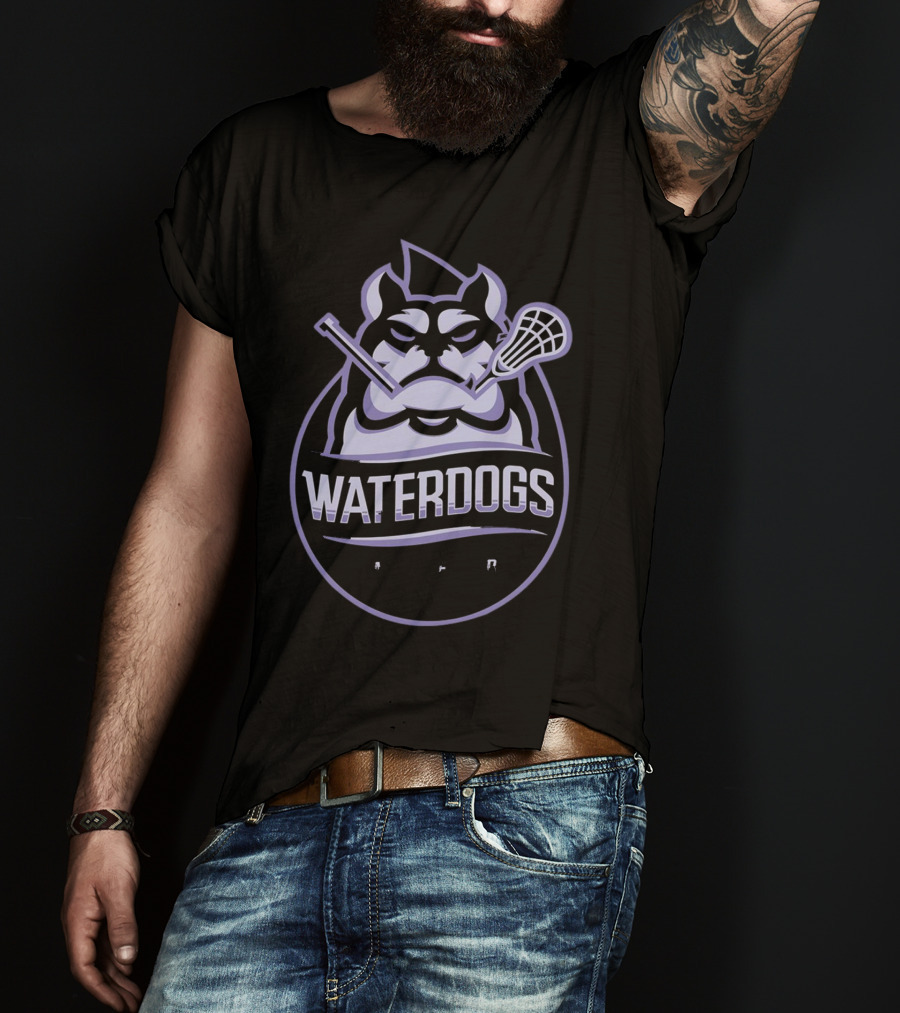 Waterdogs Lacrosse Club Logo Bulldog Lacrosse Sticks Emblem T-Shirt