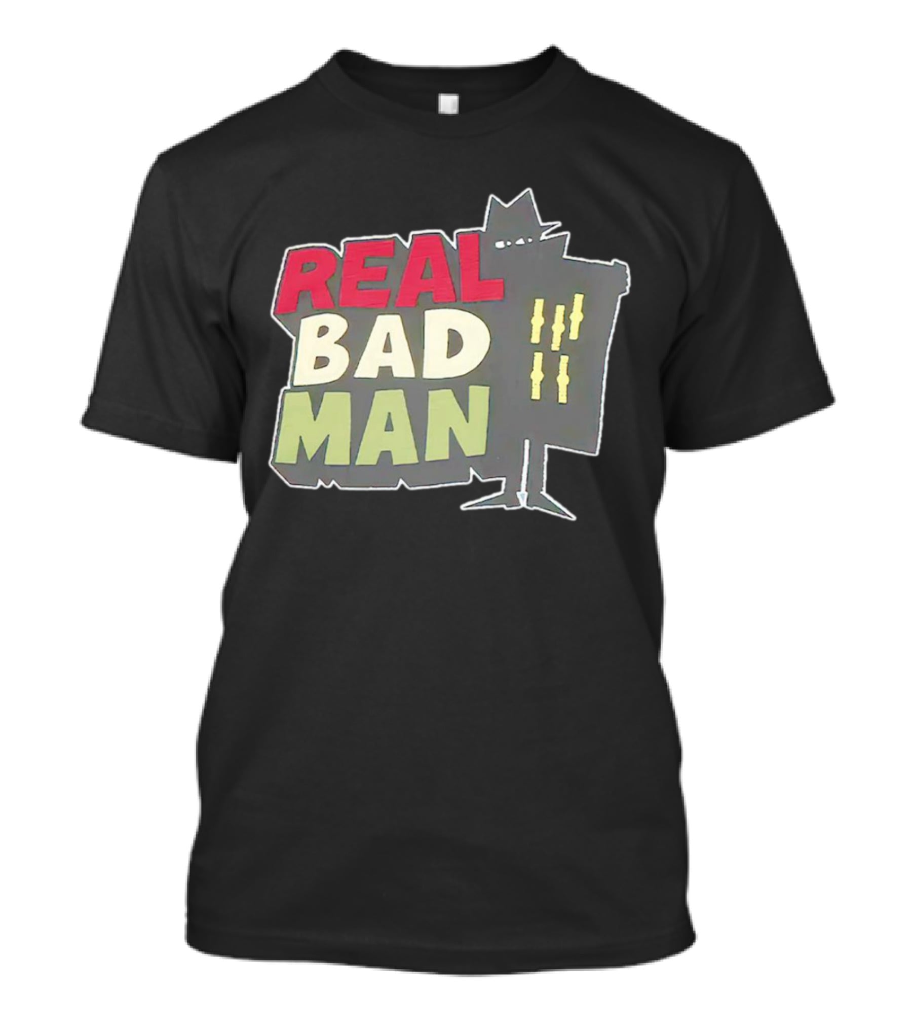 Real Bad Man With Iconic Silhouette And Stripes T-Shirt