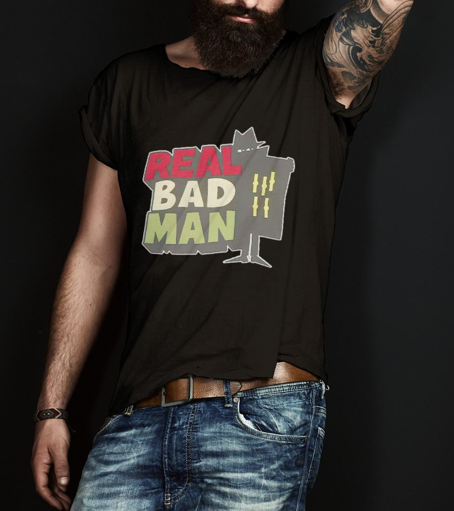 Real Bad Man With Iconic Silhouette And Stripes T-Shirt