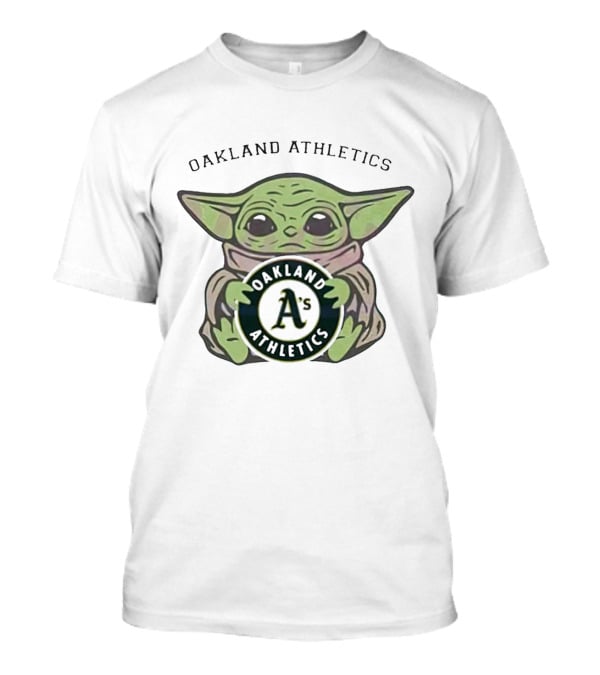 Oakland Athletics Baby Yoda Holding Team Emblem T-Shirt