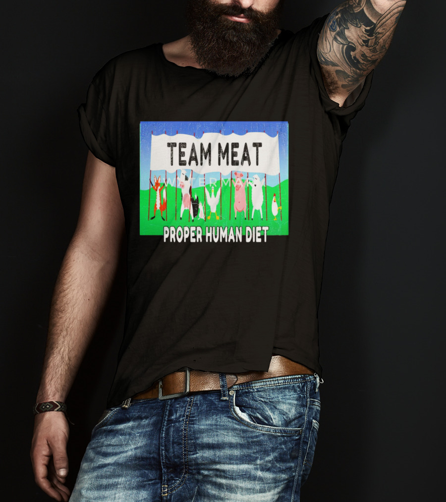 TEAM MEAT PROPER HUMAN DIET Farm Animals Banner T-Shirt