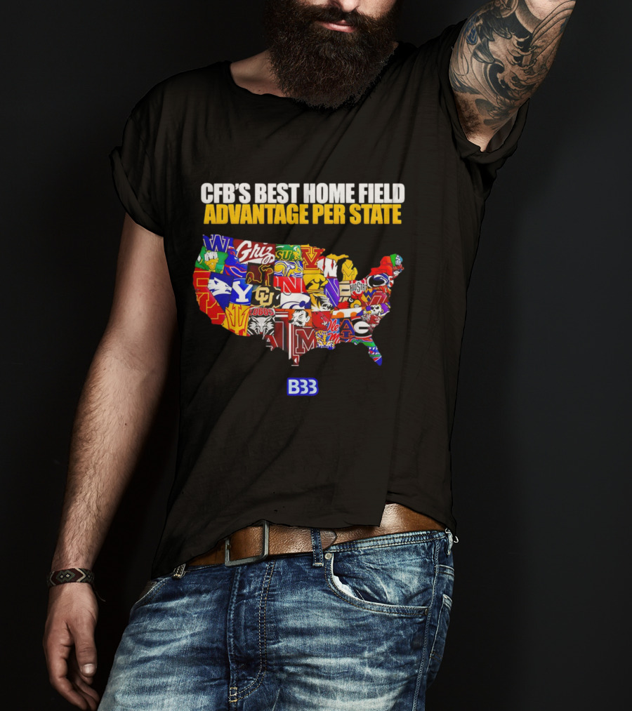 CFB's Best Home Field Advantage NCAA Logos Map B33 T-Shirt