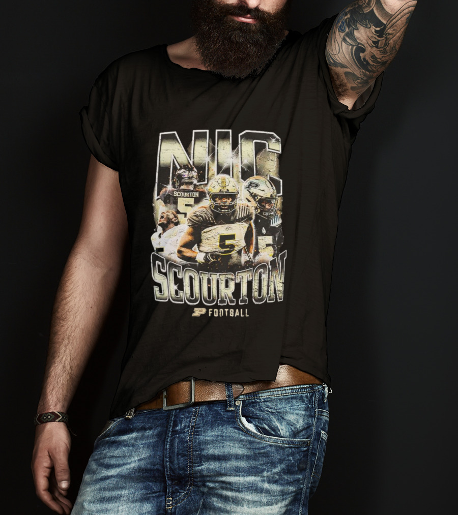 Nic Scourton Purdue Football Vintage Boilermakers Players Montage T-Shirt