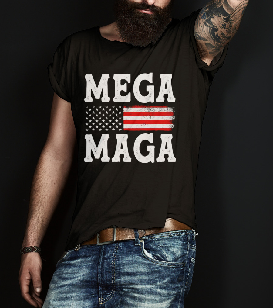 MEGA MAGA American Flag T-Shirt