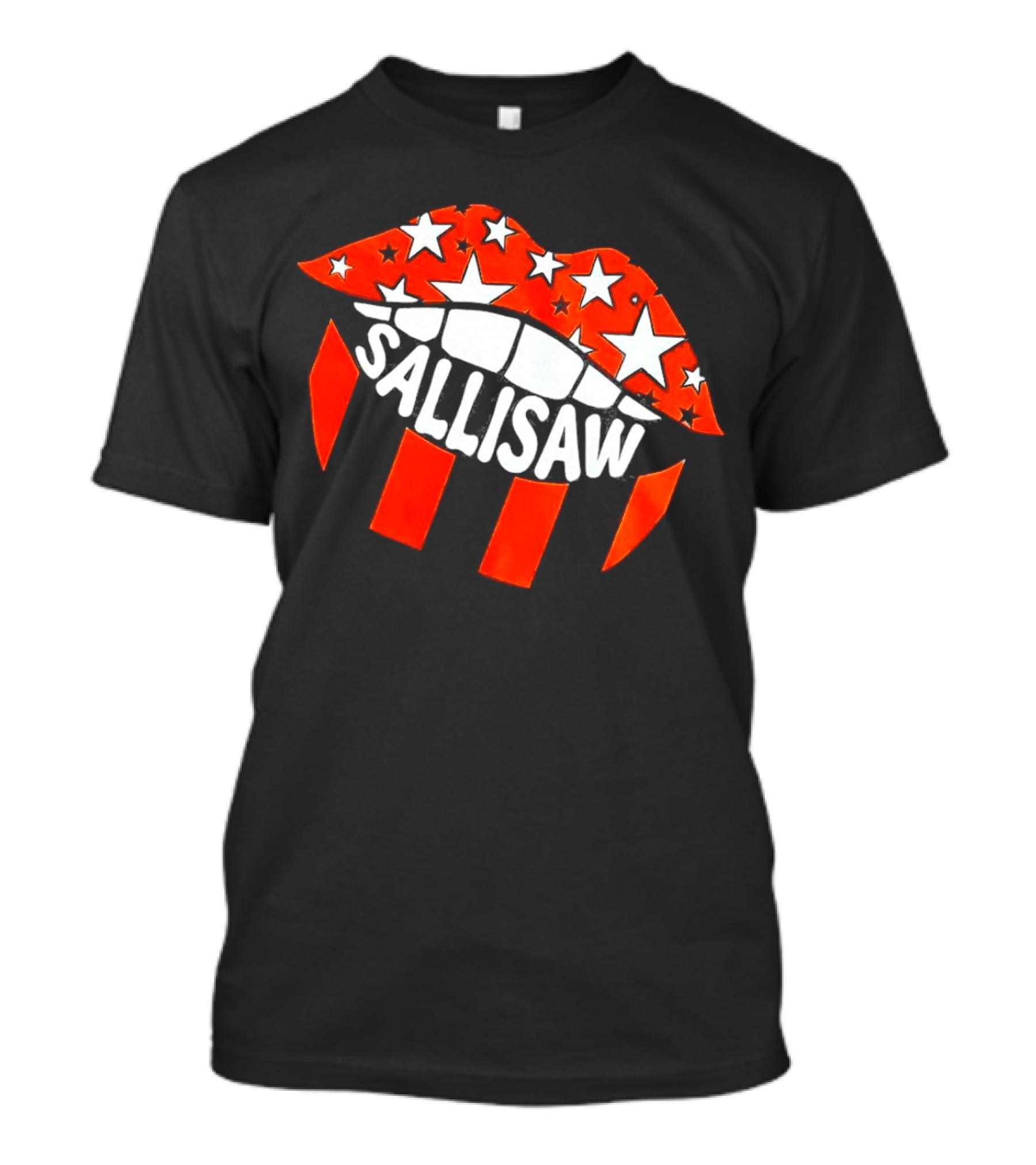 Sallisaw Lips Stars And Stripes Red White Black T-Shirt