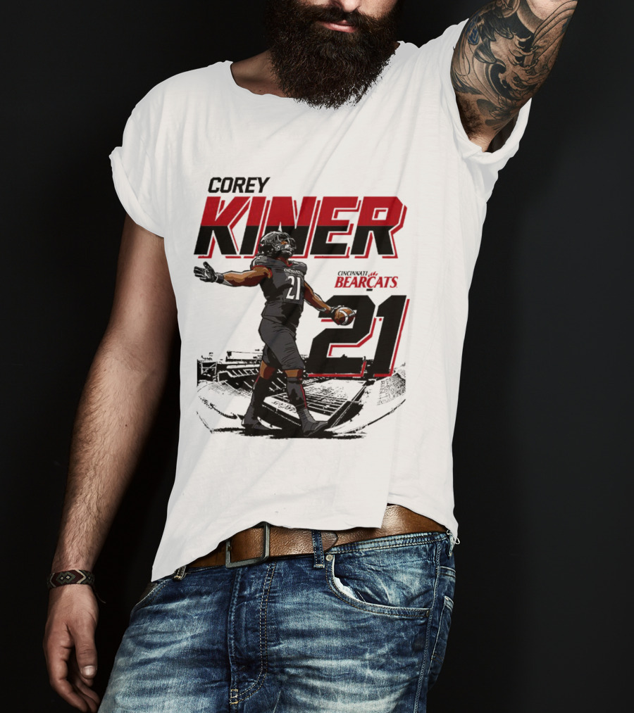 Corey Kiner 21 Cincinnati Bearcats Football Stadium T-Shirt