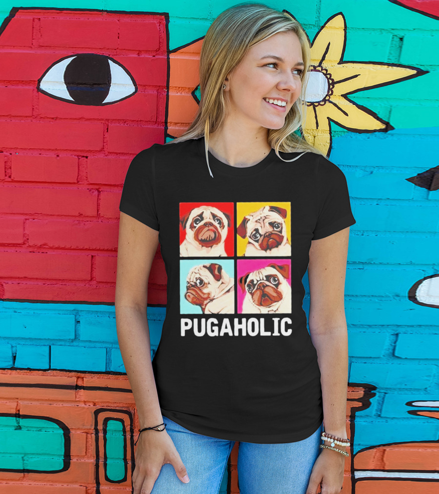 Pug Dog Pop Art Pugaholic T-Shirt