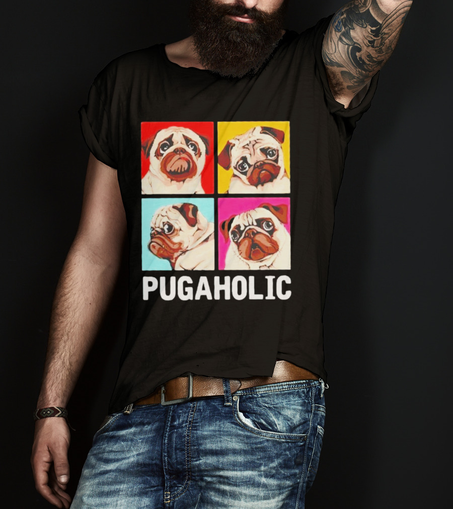 Pug Dog Pop Art Pugaholic T-Shirt