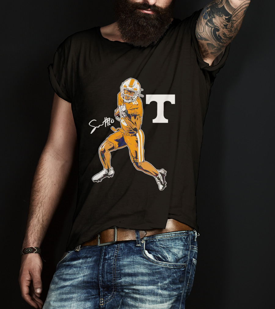 Squirrel White Tennessee Volunteers Football Superstar Pose T-Shirt