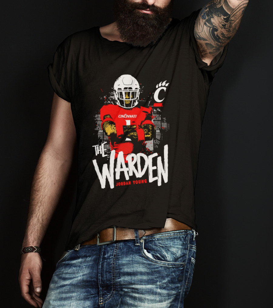The Warden Jordan Young Cincinnati Bearcats Football Guardianship T-Shirt