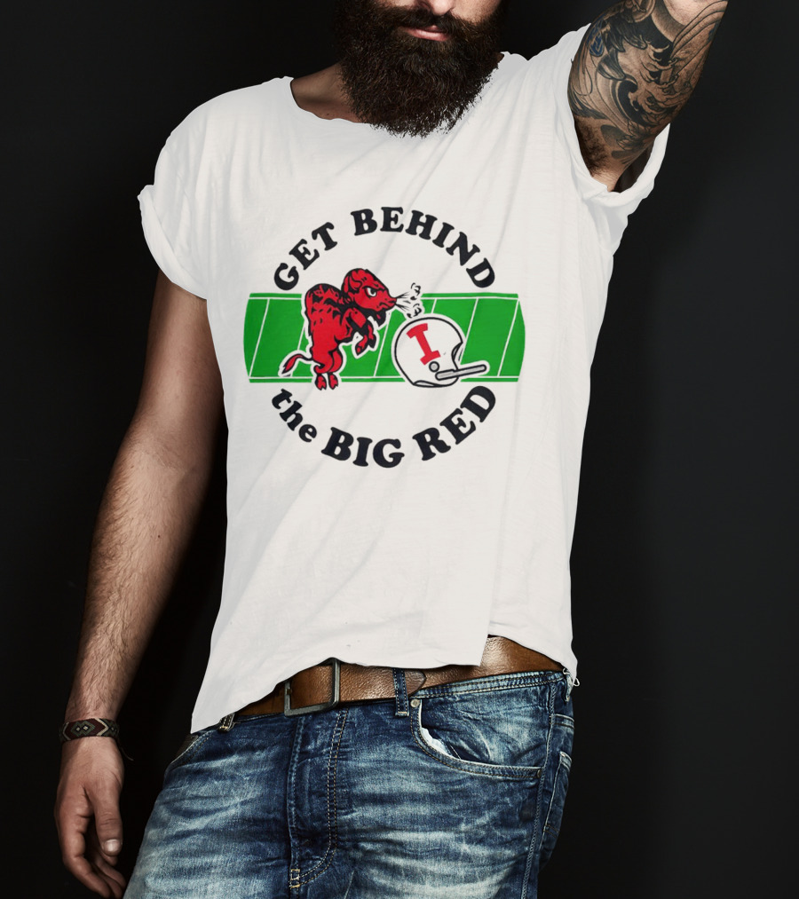 Get Behind The Big Red Indiana Hoosiers Football Helmet And Dog T-Shirt