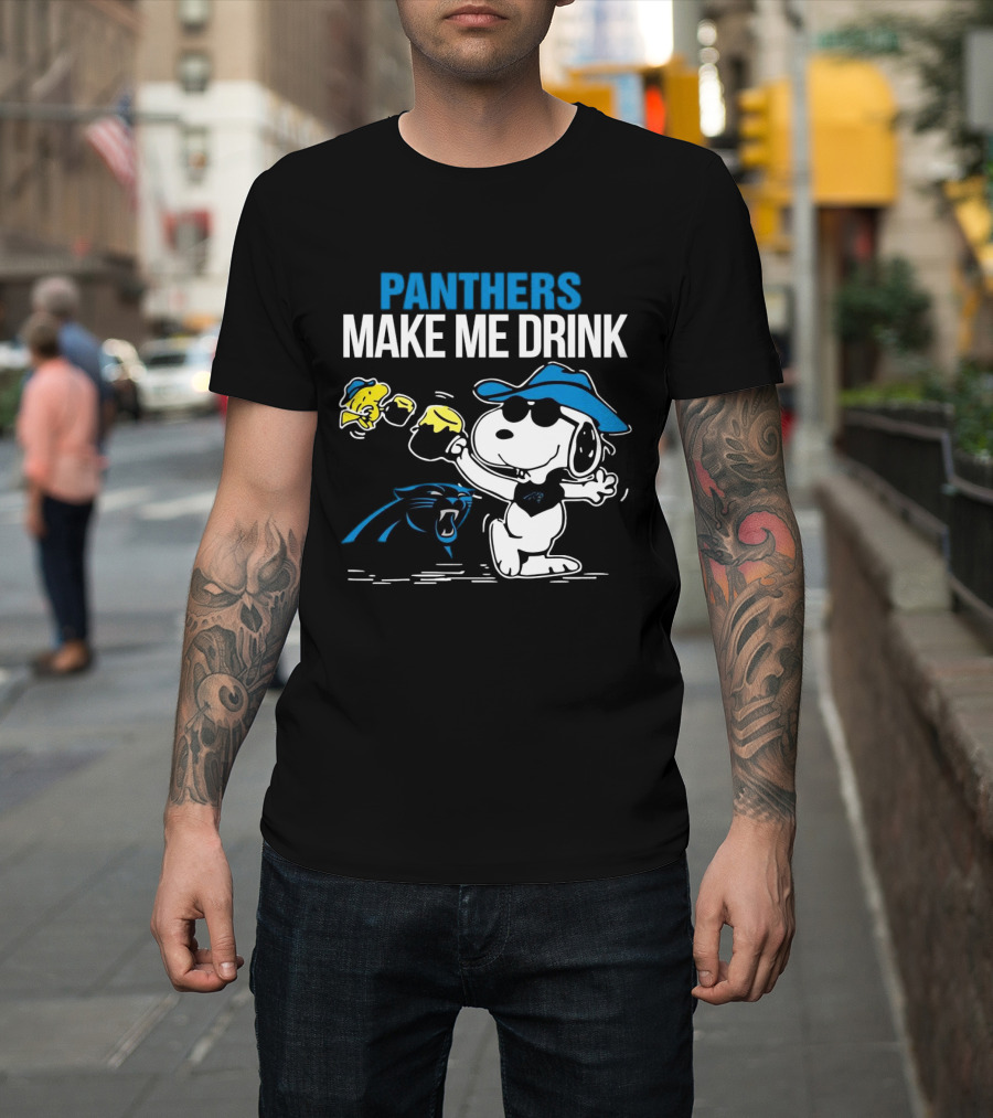 Panthers Make Me Drink Snoopy Iconic Football Fun T-Shirt