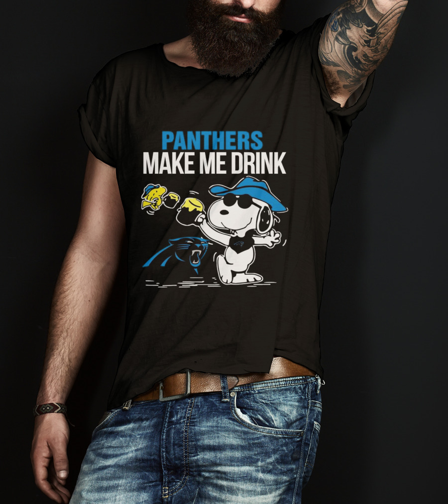 Panthers Make Me Drink Snoopy Iconic Football Fun T-Shirt
