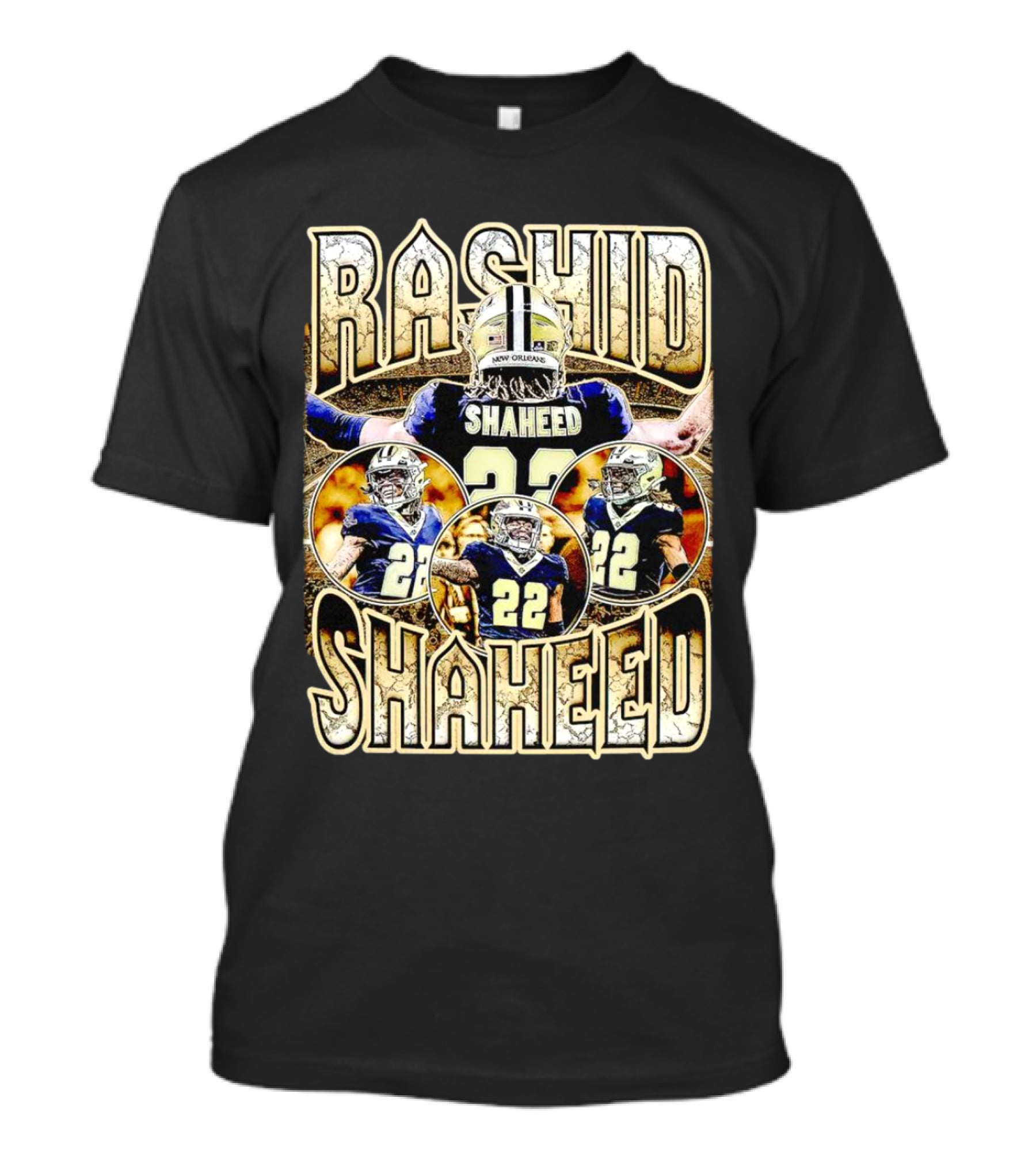 Rashid Shaheed 22 New Orleans Saints Vintage Football Collage T-Shirt