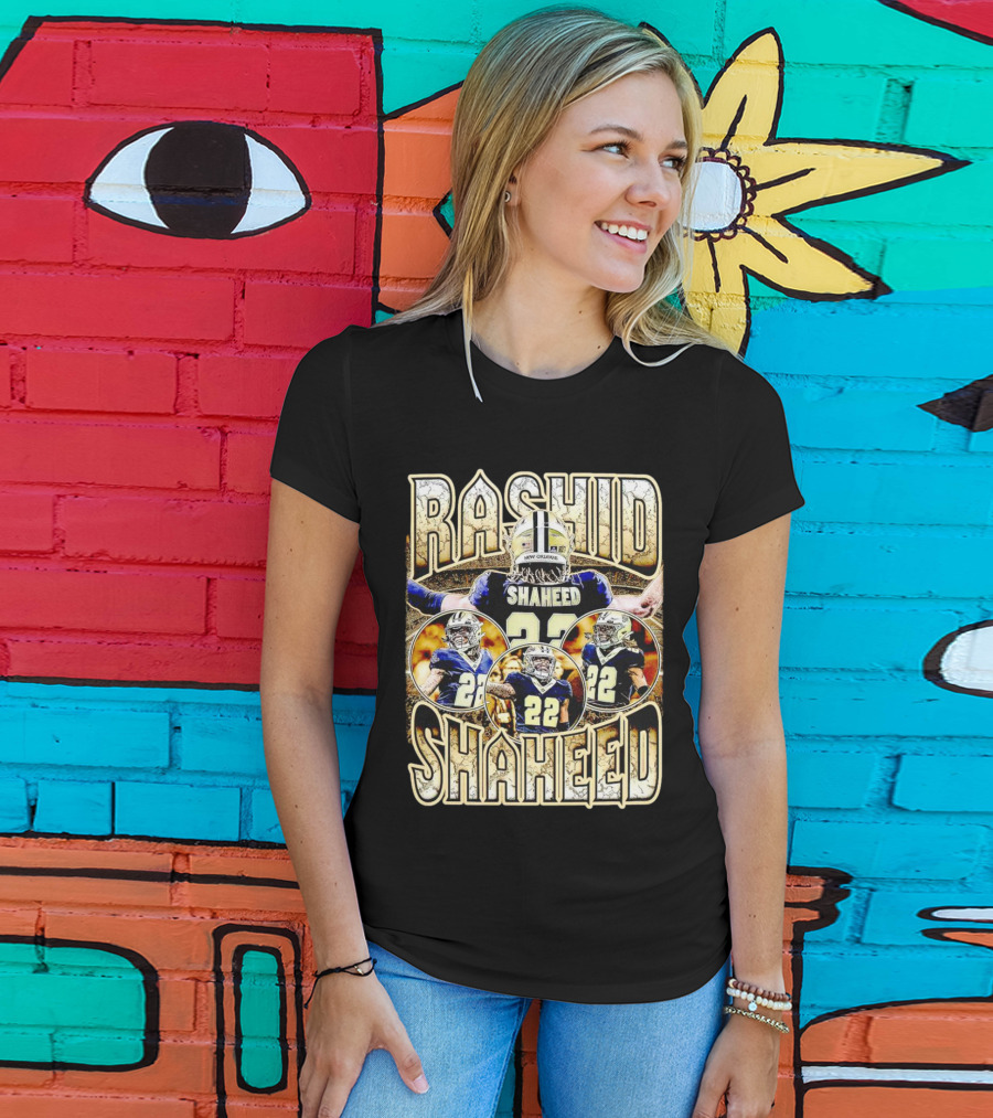 Rashid Shaheed 22 New Orleans Saints Vintage Football Collage T-Shirt