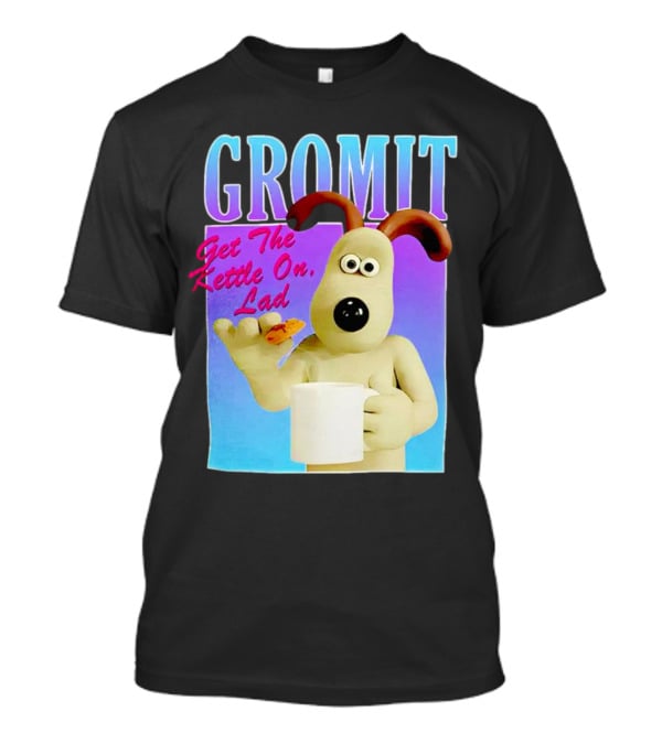 Gromit Get The Kettle On Lad With Tea And Biscuit T-Shirt