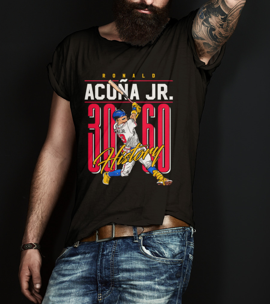 Ronald Acuña Jr. 30 60 History Atlanta Braves Baseball Iconic Achievement T-Shirt