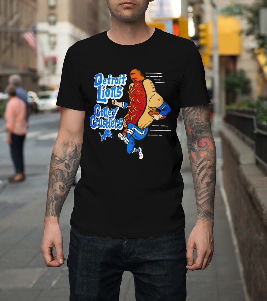 Detroit Lions Coney Crushers Football Hot Dog Dash T-Shirt