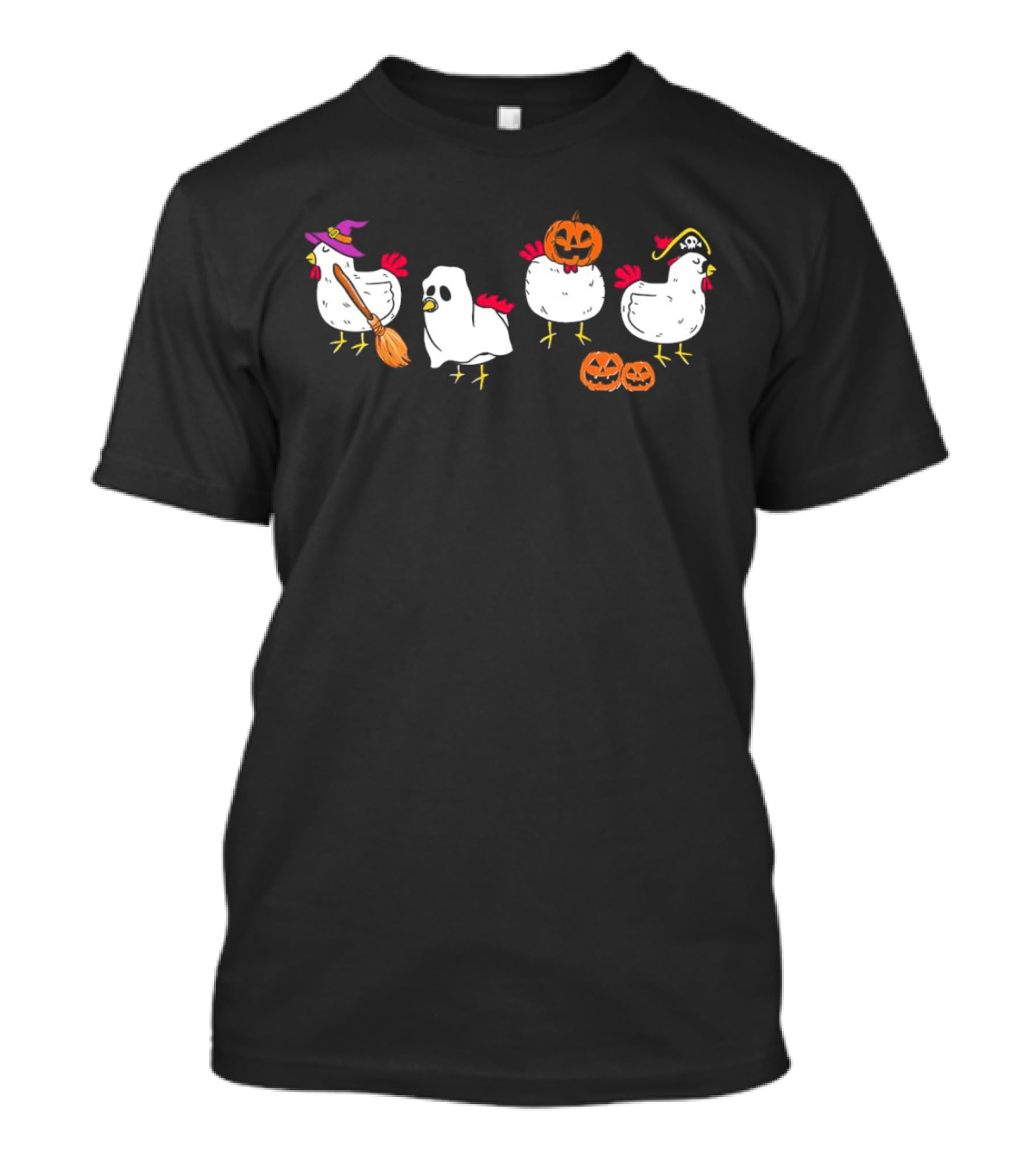 Halloween Chickens In Costumes With Pumpkins T-Shirt