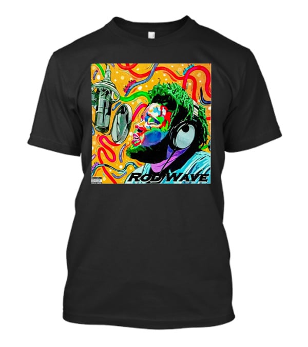 Rod Wave Vintage Colorful Microphone Headphones Psychedelic Art Album Cover T-Shirt