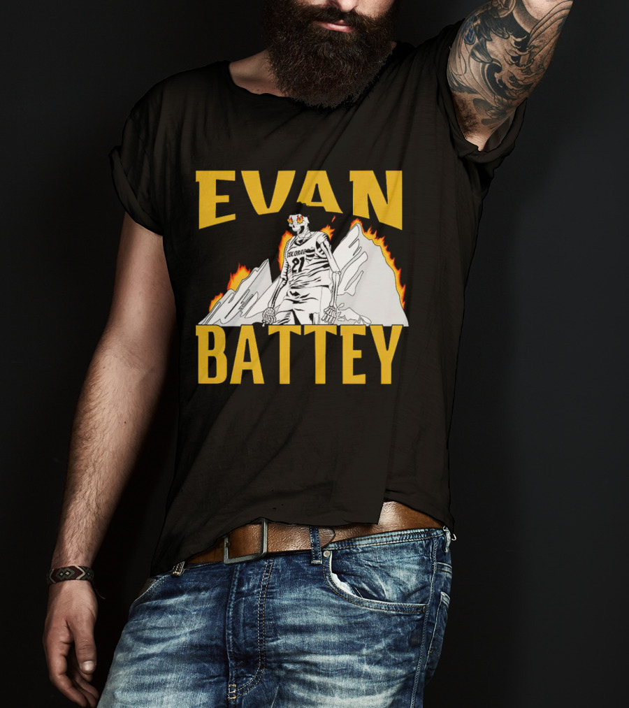 Evan Battey Colorado Buffaloes Basketball 21 Mountain Flames T-Shirt