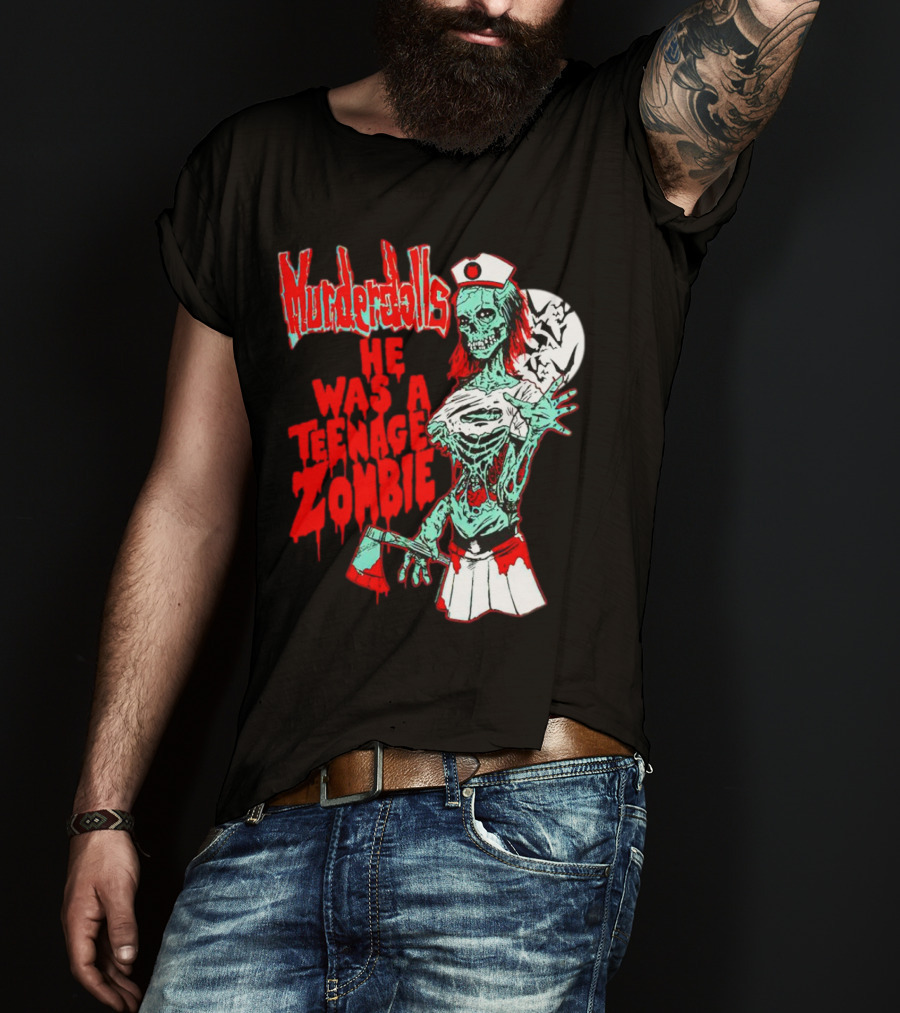 Murderdolls He Was A Teenage Zombie Nurse With Axe And Moon T-Shirt