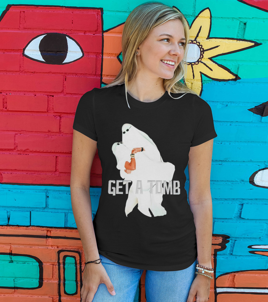 GET A TOMB Ghosts Carrying Figure Halloween Humor T-Shirt