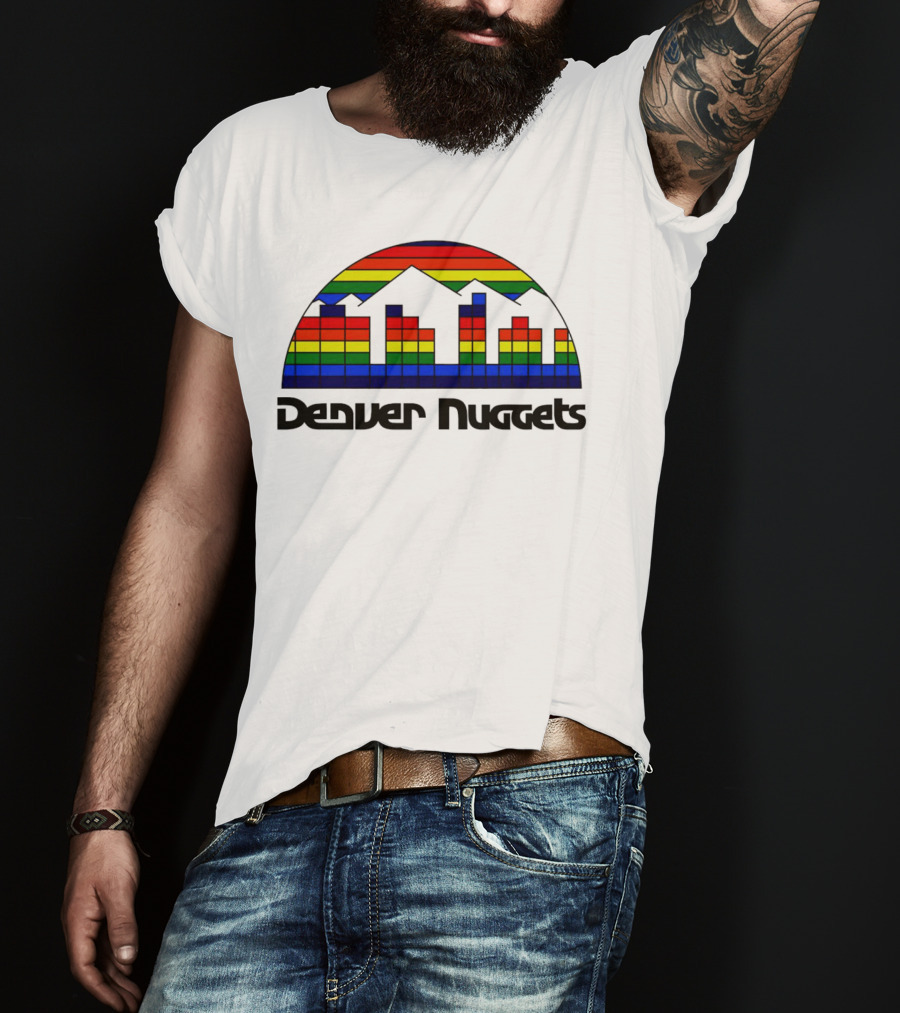Denver Nuggets Skyline Rainbow Vintage Retro Classic T-Shirt