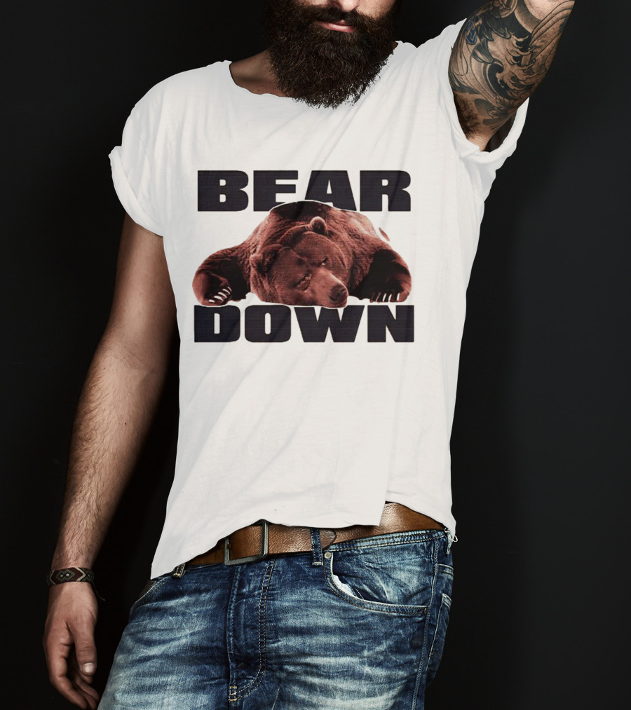 Bear Down Lazy Bear Image T-Shirt