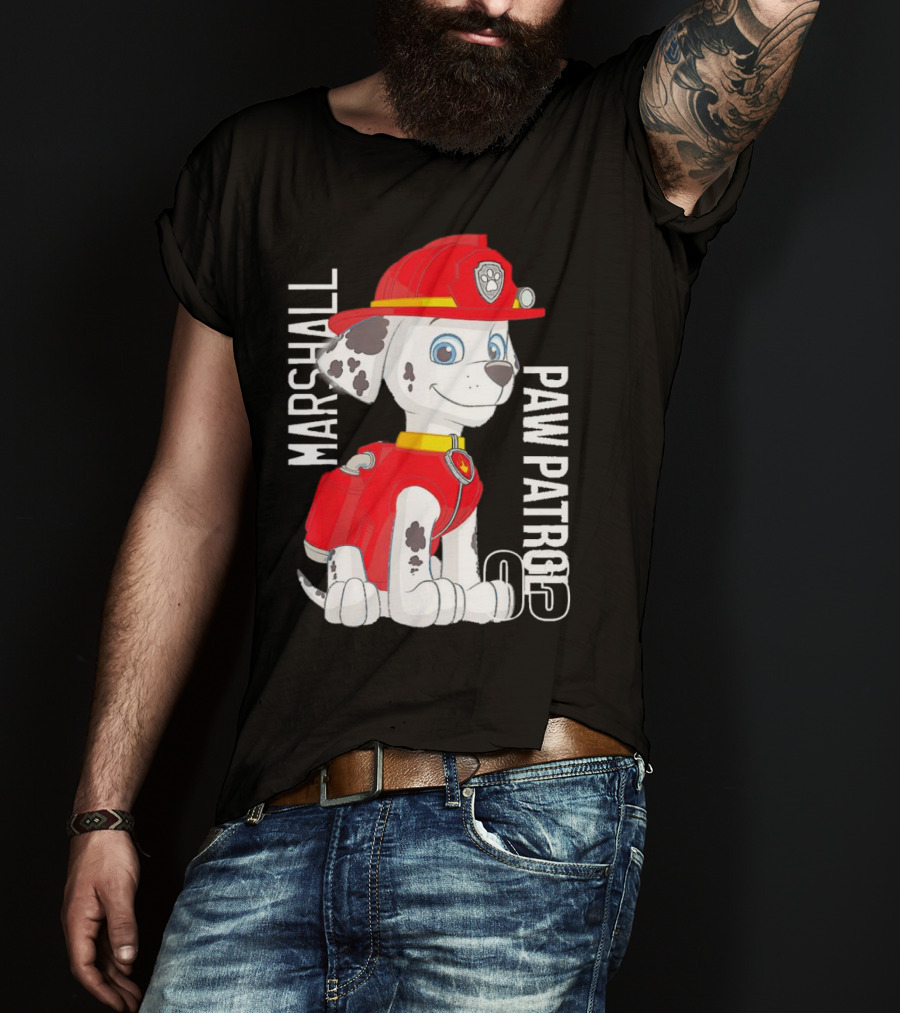 Marshal Paw Patrol Firefighter Pup With Bone Tag T-Shirt