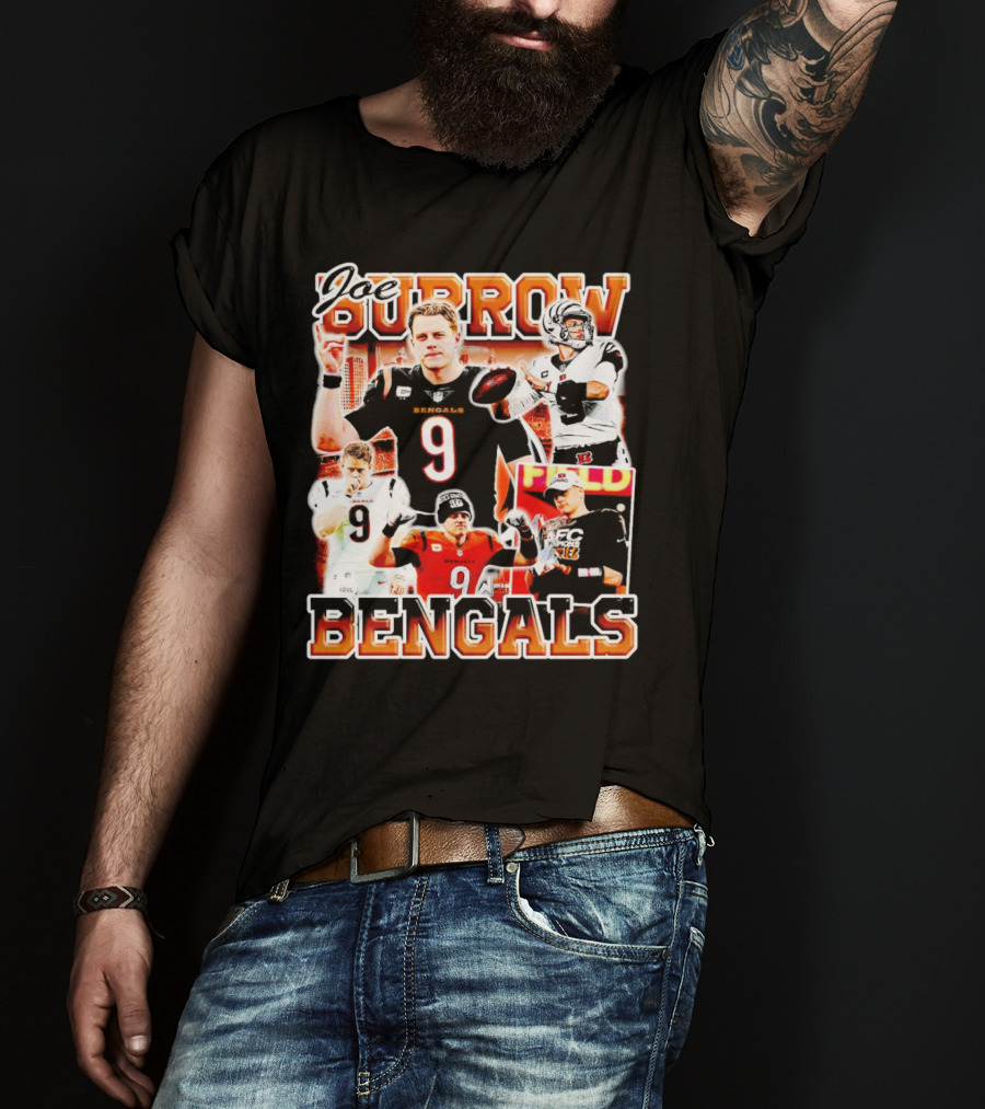 Joe Burrow Bengals Legends Number 9 Quarterback Cincinnati NFL Stars T-Shirt
