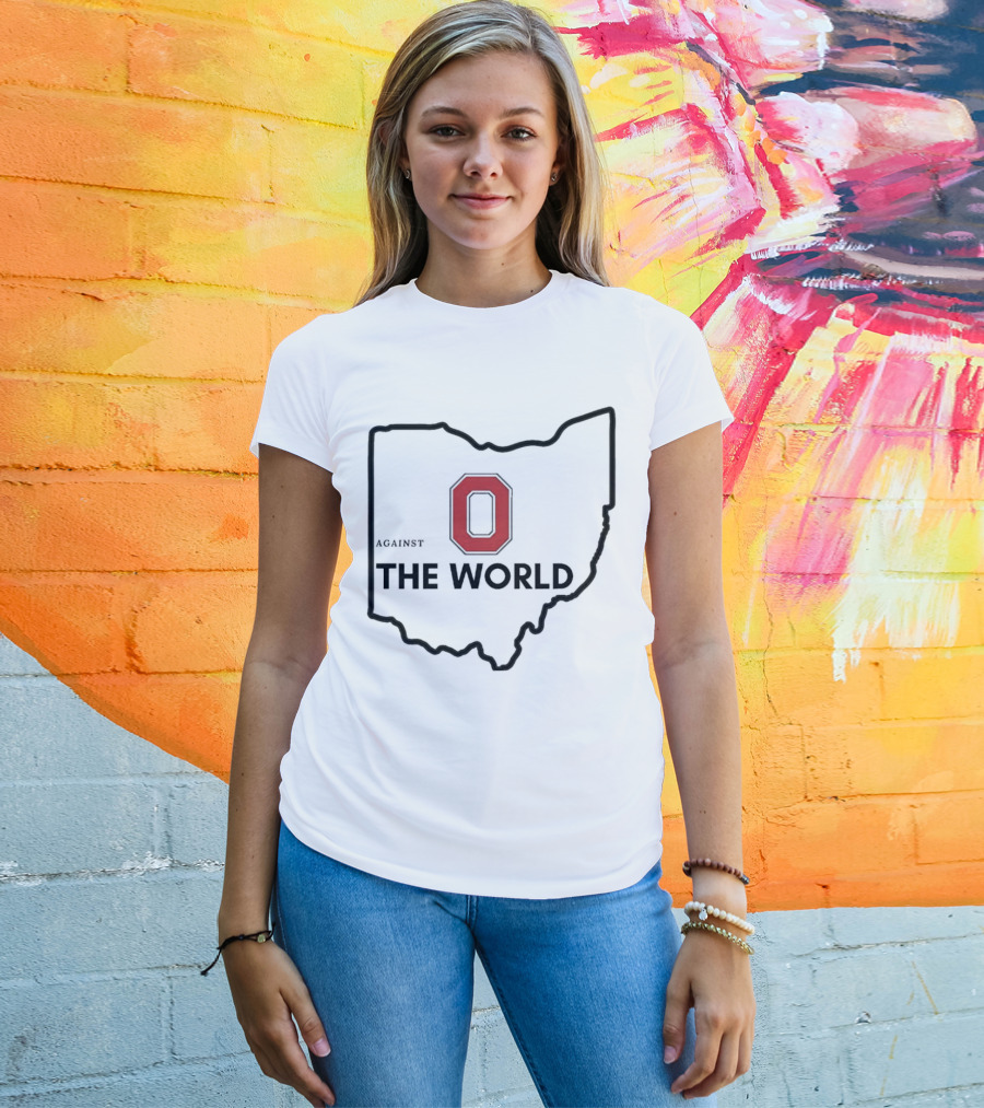 Ohio State Buckeye O Against The World Map Outline T-Shirt