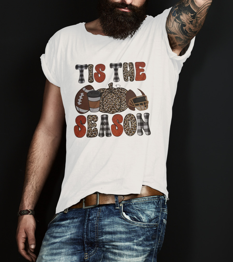 Tis The Season Football Pumpkin Coffee Helmet T-Shirt