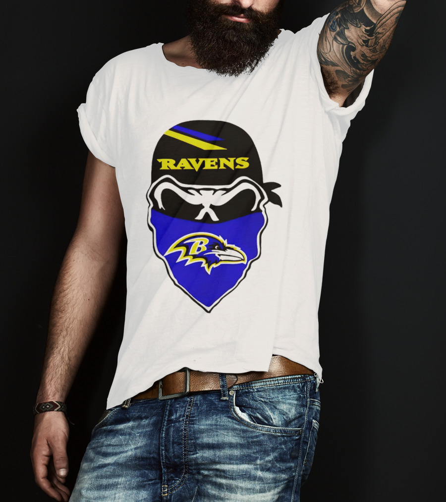 Ravens Skull Bandana Logo Baltimore Ravens T-Shirt