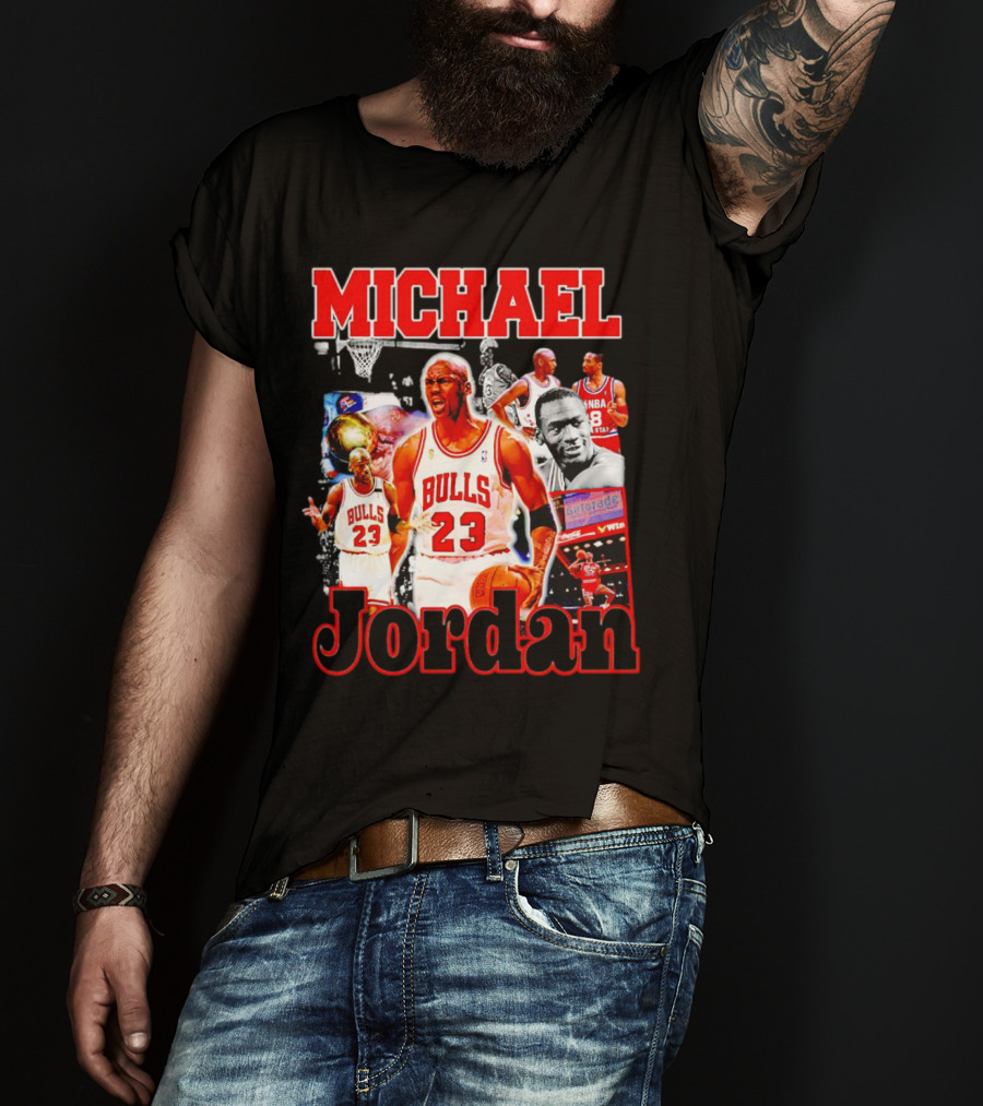 Michael Jordan Bulls 23 Basketball Legend Collage T-Shirt